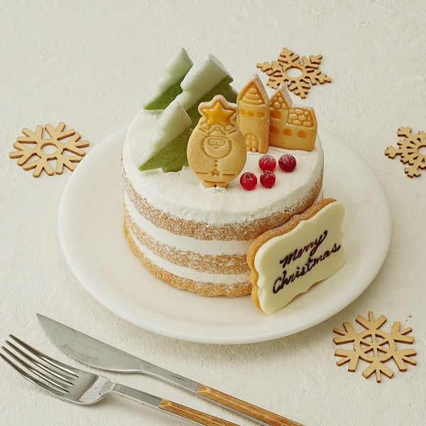 クリスマスのミニチュア風シンプルケーキ 豆乳クリーム 4号 12cm クリスマス2023