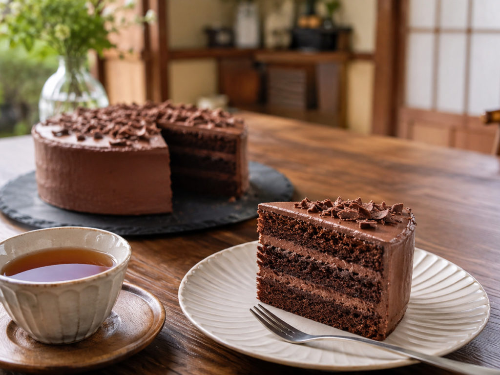 チョコレートケーキと紅茶のひととき