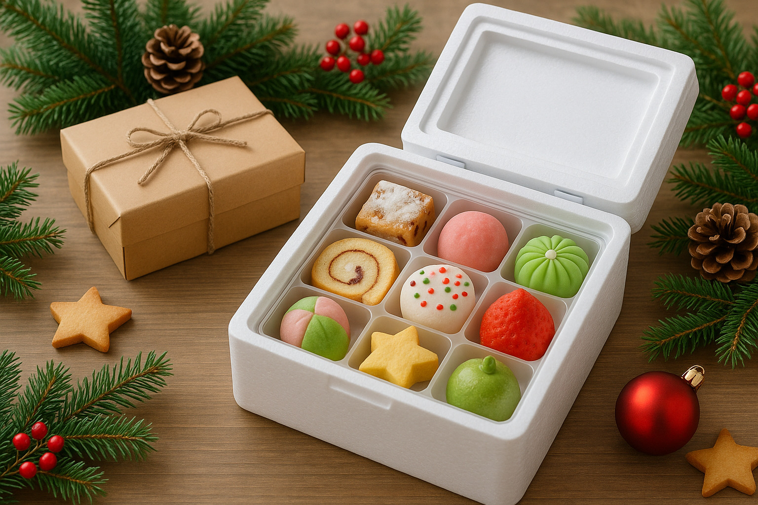 クリスマススイーツの配送方法を表すイメージ